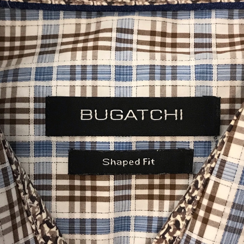 Bugatchi Casual Button Down. Brown/Blue/White Pla… - image 4